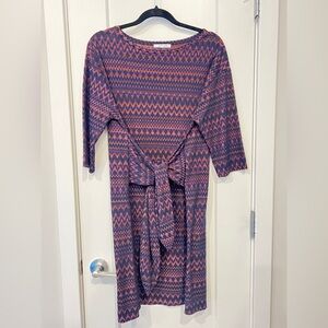 ZARA Trafaluc Chevron Front Tie Sweater-Like Dress